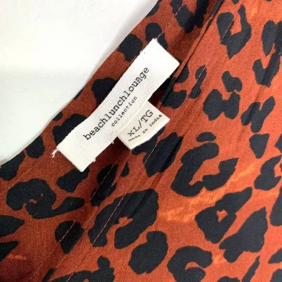 BEACH LUNCH LOUNGE Anais Midi Dress Rumba Red Leopard Animal Print Sz L - Picture 6 of 7